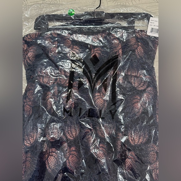 NWT Milly Kait Metallic Ombre Strapless Tulip Dress 8 Navy Blue Copper Lace - Picture 11 of 11